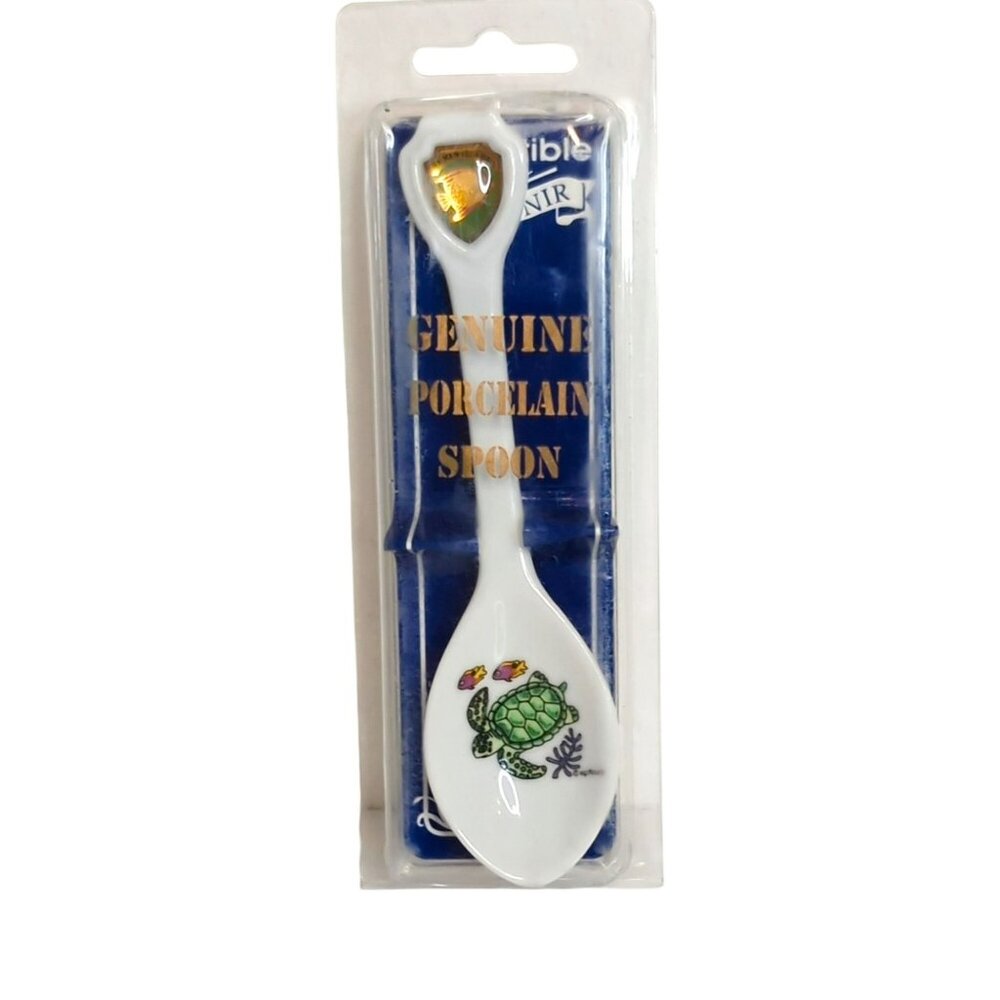 Cayman Islands Collectible Souvenir Porcelain Spoon With Turtle Design